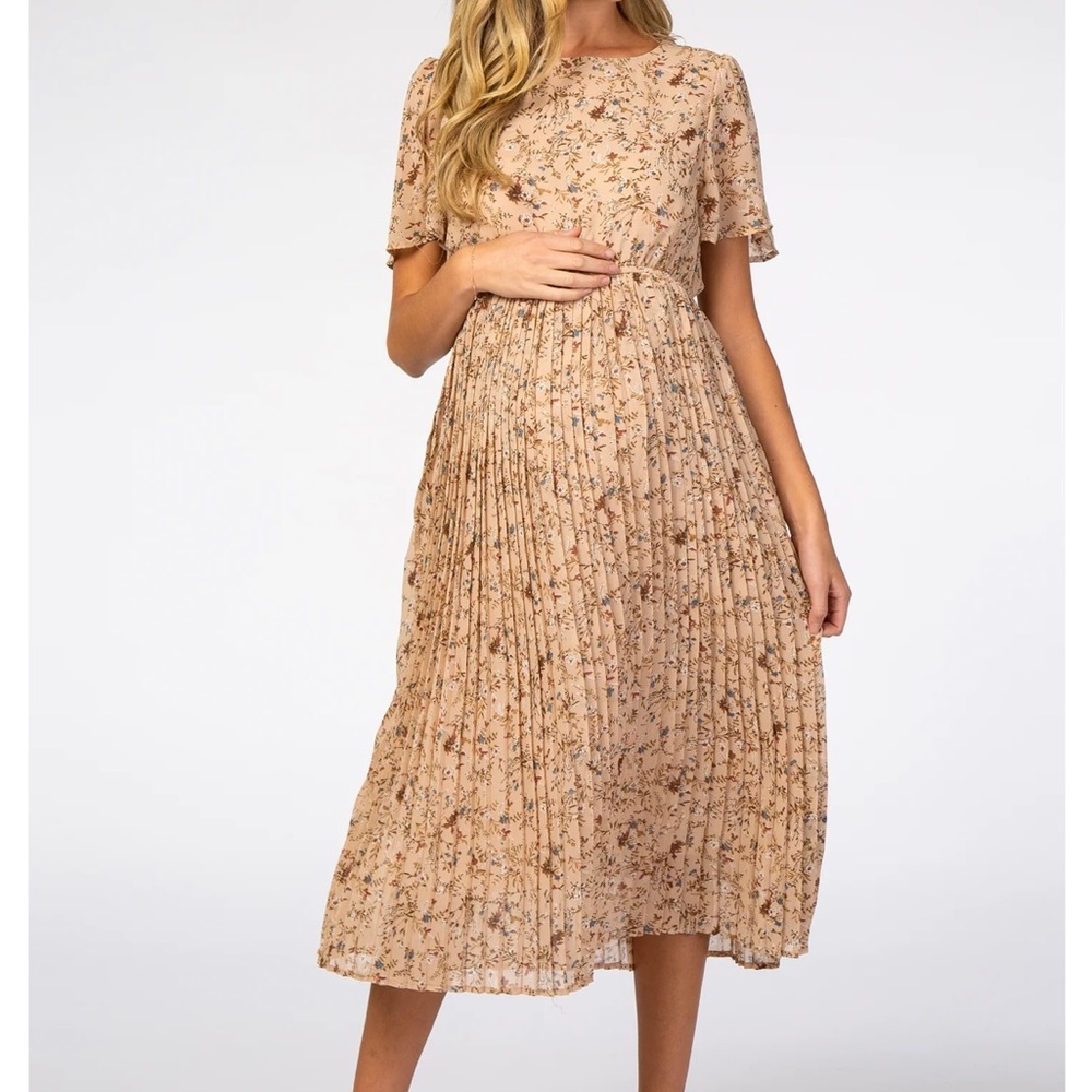 Floral Pleated Midi Dress